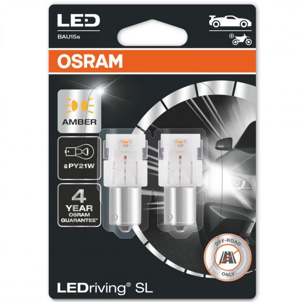 Twin OSRAM LEDriving SL LED WY21W Amber Car Bulb WX3x16d12V1.3W